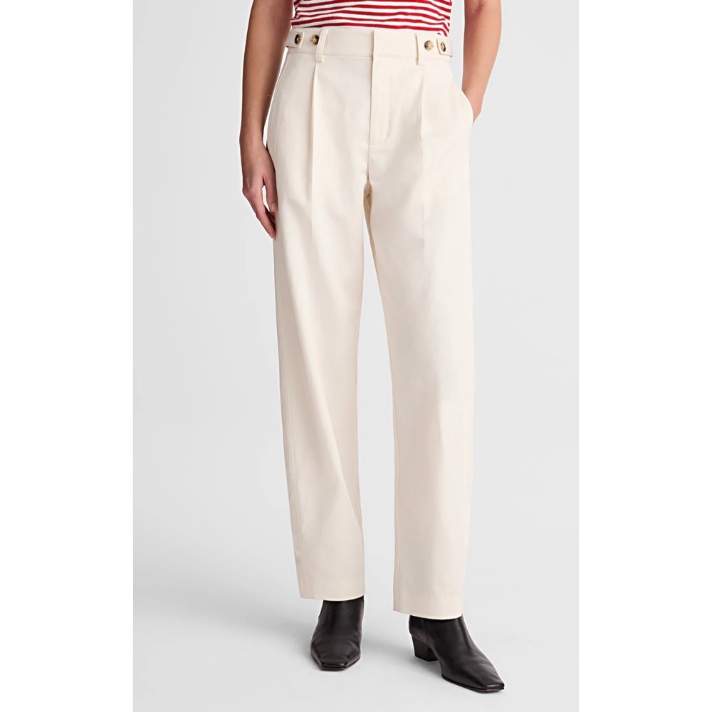 Madewell Womens Ivory Barrel Leg Drapey Twill High Rise Pants Trousers 14 New